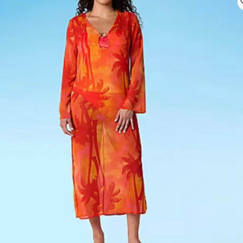 Sunset Fusion "Sunset Palm" Orange cover up - Picture 5 of 8